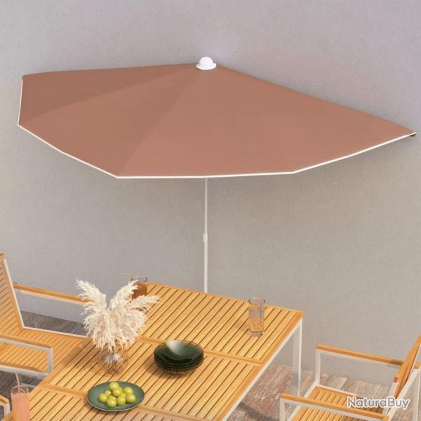 Demi-parasol de jardin avec mt 180x90 cm terre cuite