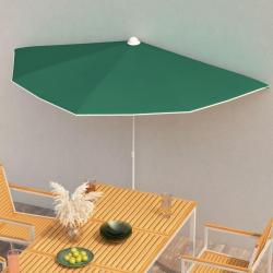 Demi-parasol de jardin avec mât 180x90 cm vert