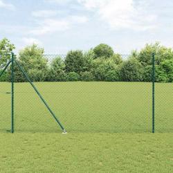 Jeu de Poteaux de Clôture Vert 1.6 x 10 m Acier galvanisé