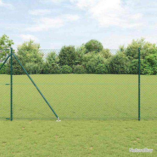 Jeu de Poteaux de Clture Vert 1.6 x 10 m Acier galvanis