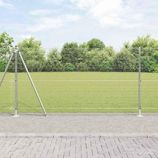 Clture en fil soud avec 13 poteaux  brides 1,2x25 m en acier galvanis