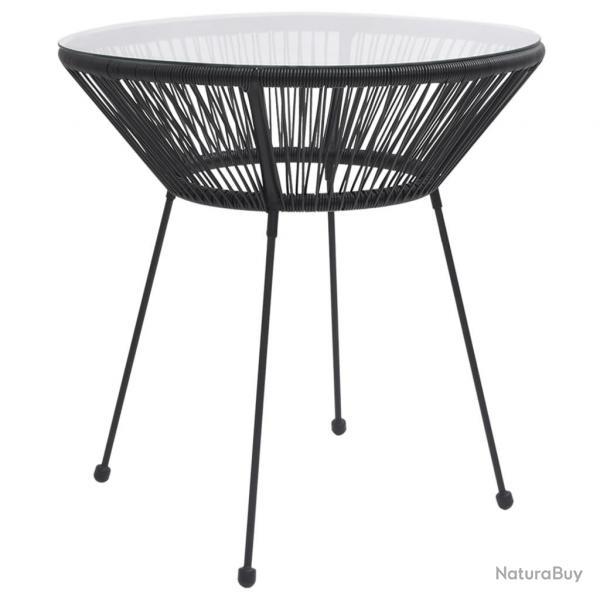 Table  manger de jardin Noir 70x74 cm Rotin et verre