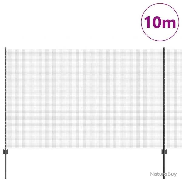 Clture en fil soud avec 10 poteaux en U Gris 1.6x10 m Acier