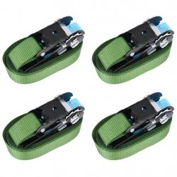 Sangles d'arrimage à cliquet 4 pcs 800 daN 6 m Vert