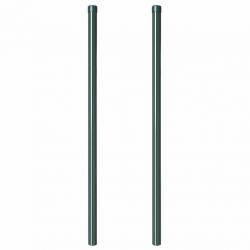 Poteaux de clôture 2 pcs Vert 120 cm Acier peint par poudre