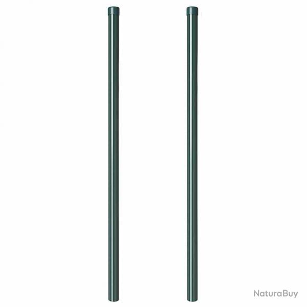 Poteaux de clture 2 pcs Vert 120 cm Acier peint par poudre