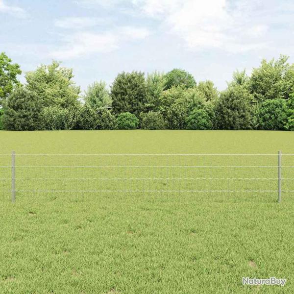 Clture Euro avec 22 poteaux en U Argent 0,4x50 m Acier