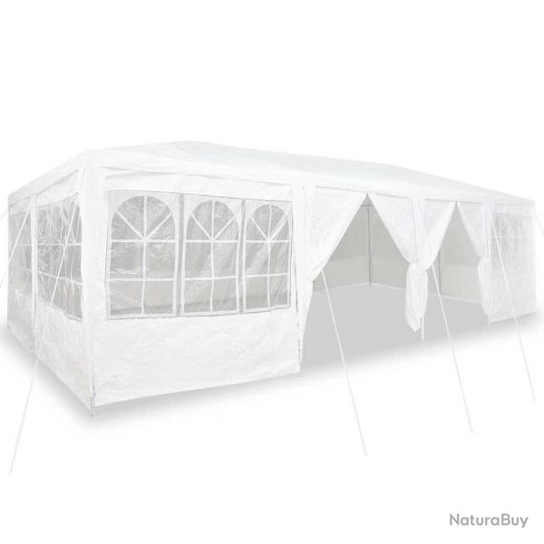 Tente de fte avec 12 murs latraux blancs 8x4 m en PE