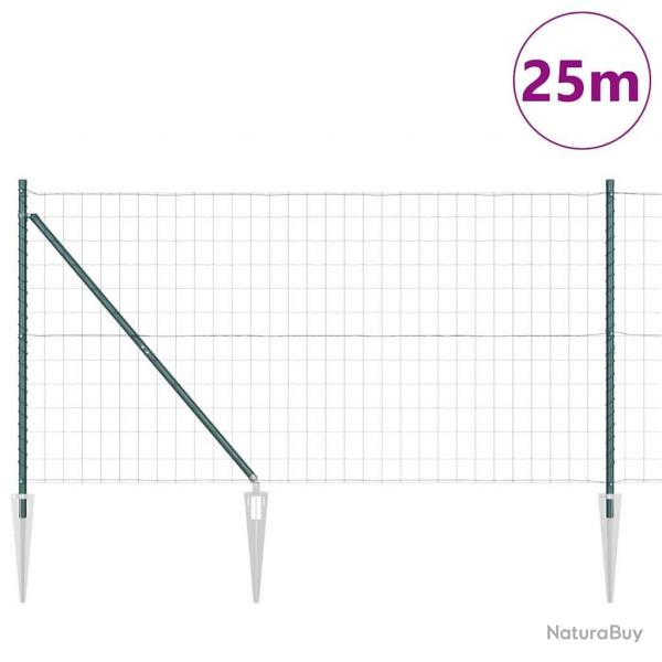 Clture euro avec 13 poteaux  piques 1x25 m en acier galvanis vert