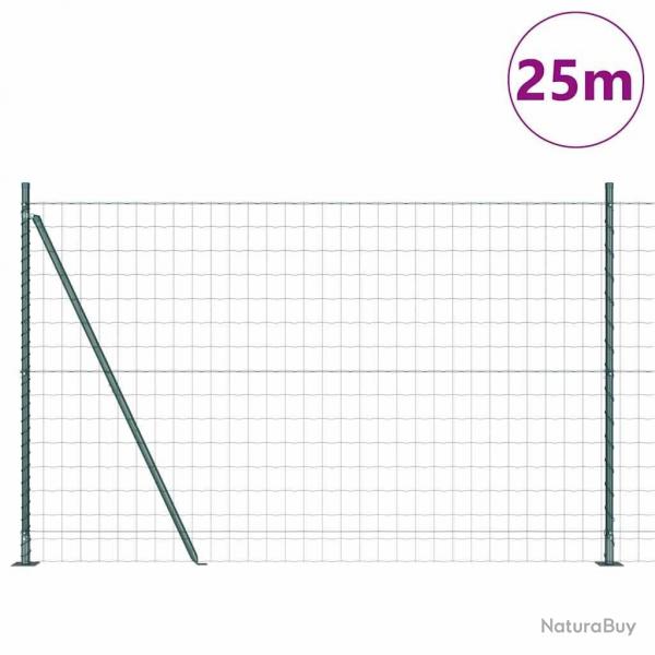 Clture Euro avec 13 poteaux flangs 1,2 x 25 m en acier galvanis