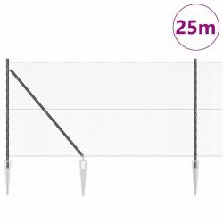Ensemble de clôture 2 pièces Gris Métal, Plastique 25 x 1,2 m