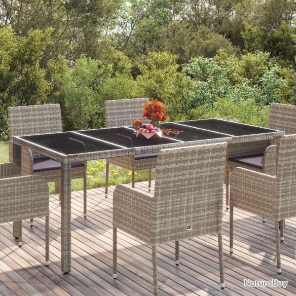 Table de jardin dessus en verre Gris 190x90x75cm Rsine tresse