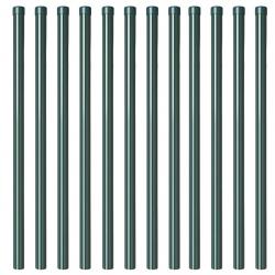 Poteaux de clôture 12 pcs Vert 100 cm Acier peint par poudre