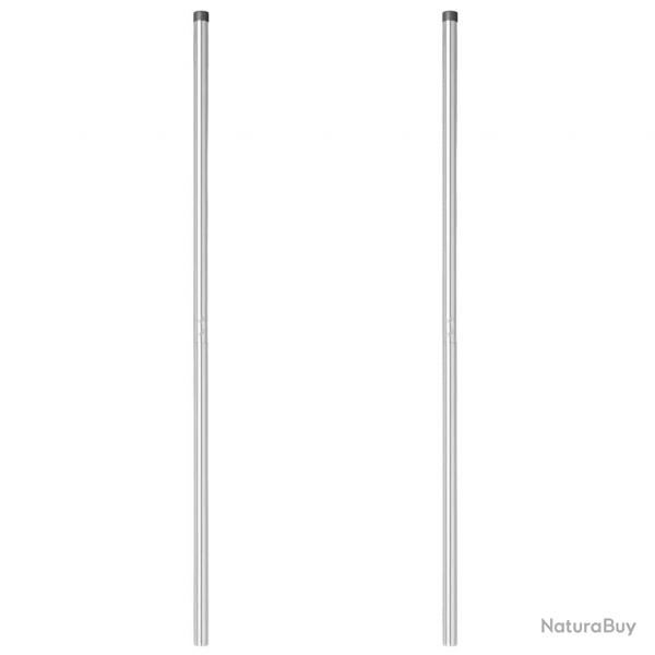 Poteaux de clture 2 pcs Argent 140 cm Acier galvanis