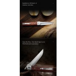 Couteau TRIVISA Dolphin-J Lame Drop Point Acier 14C28N Satinée Manche Bois Liner Lock TVYZ04JSZ