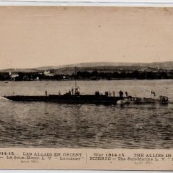 CPA - MARINE DE GUERRE -1914-15....LES ALLIES EN ORIENT BIZERTE - LE Sous - Marin L V- N°1091