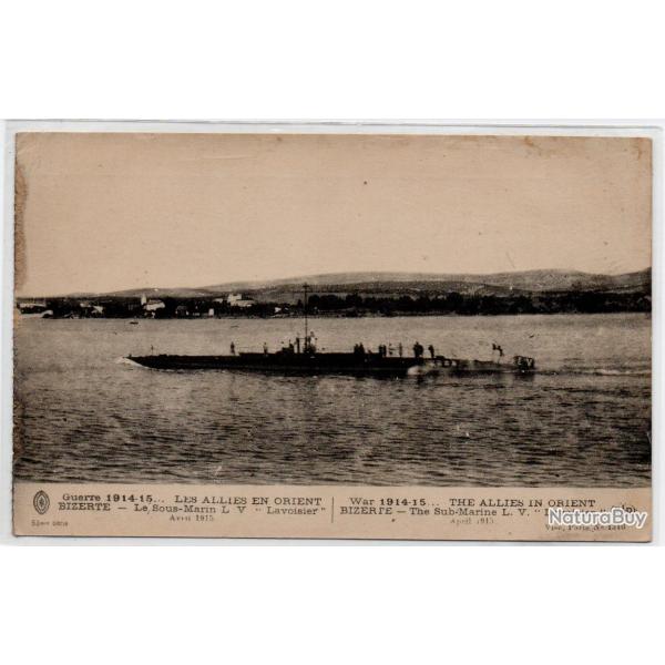 CPA - MARINE DE GUERRE -1914-15....LES ALLIES EN ORIENT BIZERTE - LE Sous - Marin L V- N1091