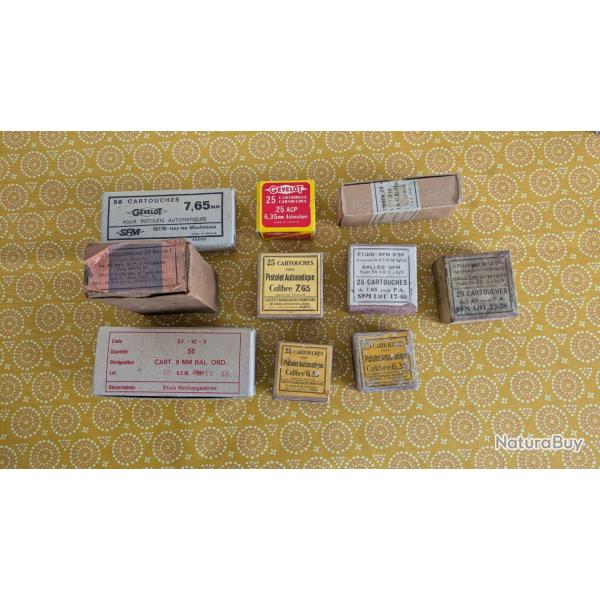 boites munitions vides SFM, GEVELOT er diverses