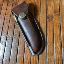 ÉTUIS COUTEAU EN CUIR AVEC FUSIL A AIGUISÉ FABRICATION ARTISANALE U.S.A OKLAHOMA