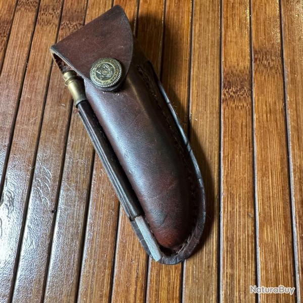 TUIS COUTEAU EN CUIR AVEC FUSIL A AIGUIS FABRICATION ARTISANALE U.S.A OKLAHOMA