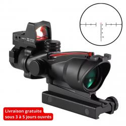 Lunette de visée tactique 4x32 Point Rouge Montage sur rail 20mm - Idéale chasse & Airsoft - Promo