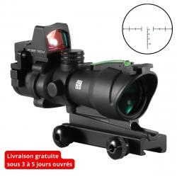 Lunette de visée tactique 4x32 Point Vert Montage sur rail 20mm - Idéale chasse & Airsoft