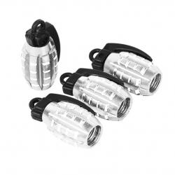 Lot de 4 bouchons de valve "grenades"- moto/vélo/voiture - argent - LIVRAISON GRATUITE