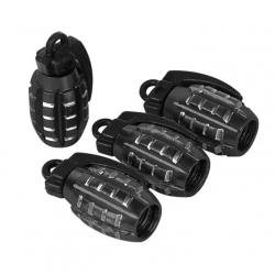 Lot de 4 bouchons de valve "grenades"- moto/vélo- noir - LIVRAISON GRATUITE