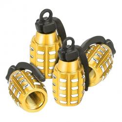 Lot de 4 bouchons de valve "grenades" - moto/vélo - jaune - LIVRAISON GRATUITE