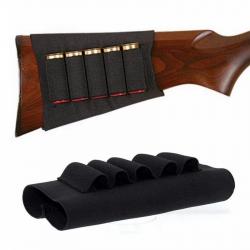 Cartouchière de crosse gaucher/droitier 5 emplacements calibres 12 - noir - LIVRAISON GRATUITE