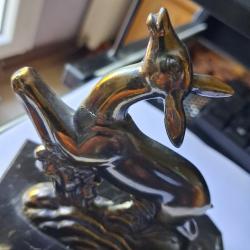 STATUETTE - PRESSE PAPIER - BICHE SUR MARBRE