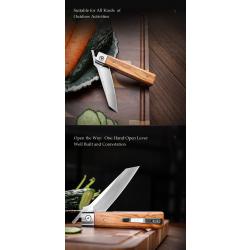 Couteau TRIVISA Dolphin-FO Lame Tanto Reverse Acier 14C28N Manche Bois Olivier Liner Lock TVYZ04FGL