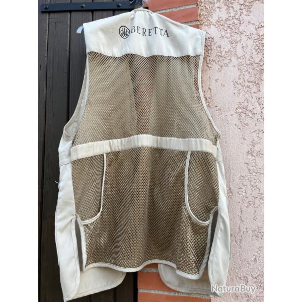 gilet de tir ball-trap Beretta vintage 100% Mesh couleur crme en trs bon tat taille XL