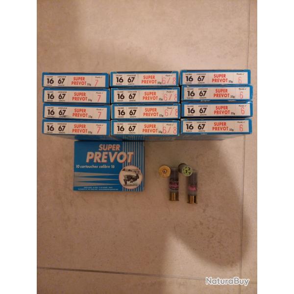 1 LOT DE 13 BOITES CARTOUCHES PREVOT CALIBRE 16