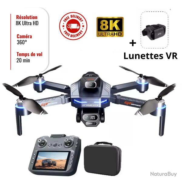Nouveau Drone GT8 8K HD 3 Camras 5G WiFi Brushless Pliable Vol Stationnaire