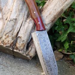 Couteau De Cuisine Santoku Epaisse Lame Acier Damas Bubble 256 Couches Manche Bois Fabr Artisanale