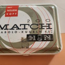 Ancienne Boite de 200 plombs match 4.5mm
