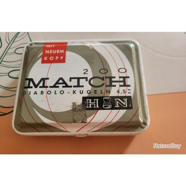 Ancienne Boite de 200 plombs match 4.5mm