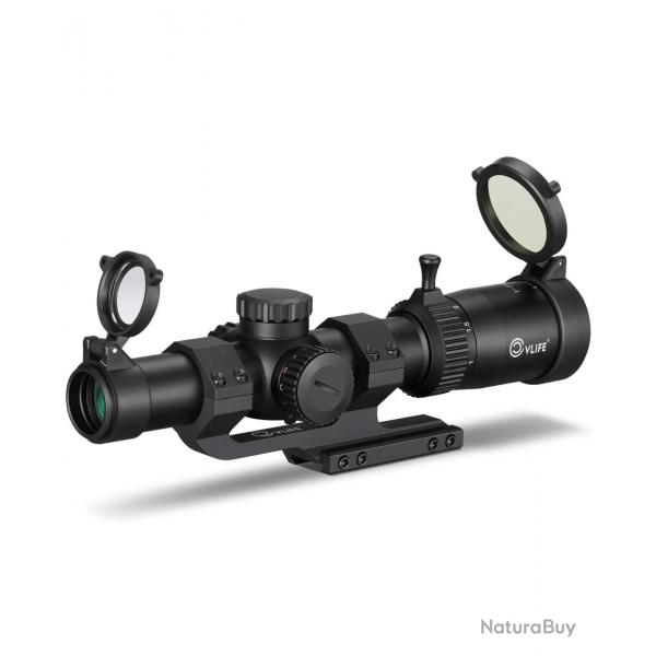 Optique tactique 1-6x24 HD Lunette Etanche et Antichoc pour Fusil de Chasse Carabine Airsoft