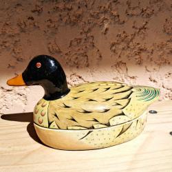 Canard ancien en bois, boite collection