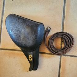 ETUI CUIR HOLSTER REVOLVER MAS 1892 OFFICIER SUP. DE GENDARMERIE - FRANCE IIIè REPUBLIQUE
