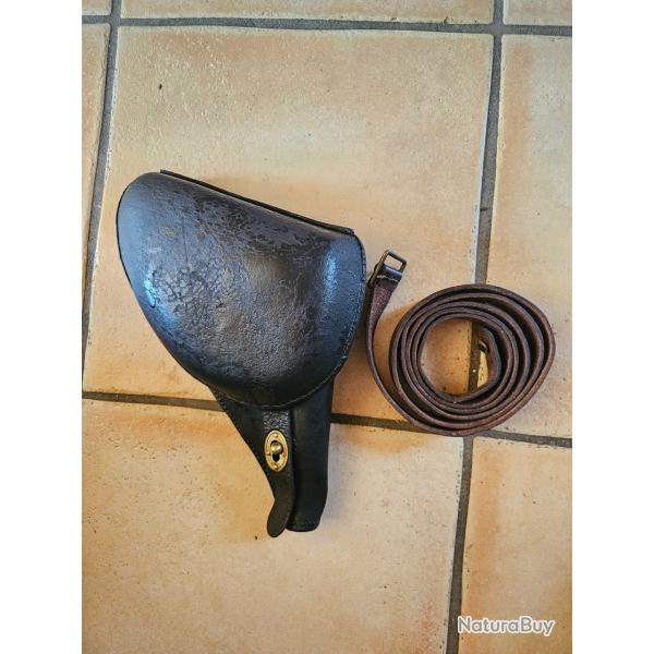 ETUI CUIR HOLSTER REVOLVER MAS 1892 OFFICIER SUP. DE GENDARMERIE - FRANCE III REPUBLIQUE