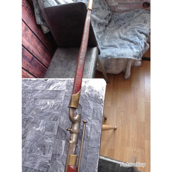 Fusil  silex rechargement par la bouchePedersoli Wess Brown cal.75 +baonnetteet fourreau.