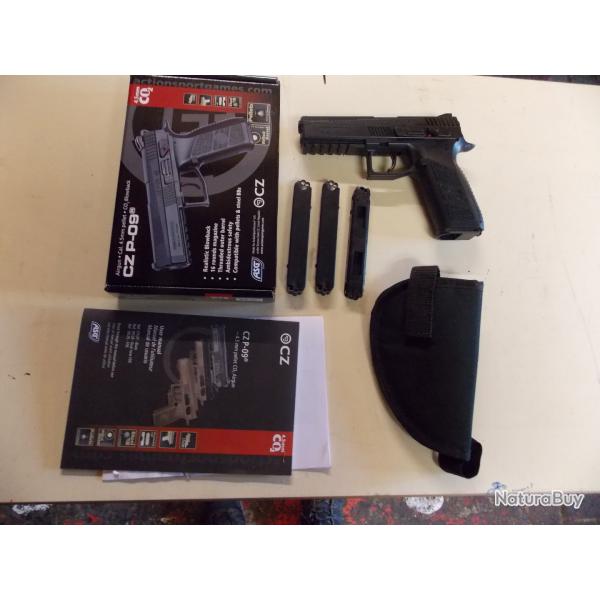 Pistolet ASG - CZ P-09 , 4,5 m/m , CO2 , Plomb Diabolo + Accessoires en Trs Bon Etat .