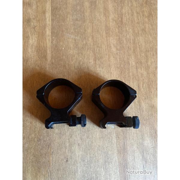 Colliers montage optiques diamtre 30mm rail 21mm Weaver/picatinny hauteur mdium