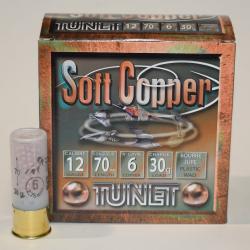 boite 25 cartouches tunet soft copper  cal 12/70  bourre jupe 30 grammes, numero 6