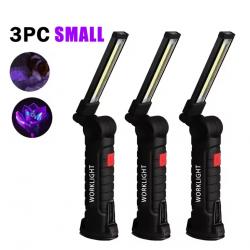 3x Lampe UV 395nm Rechargeable Magnétique Pliable + Crochet 3 Modes Détection Animaux Résine Small