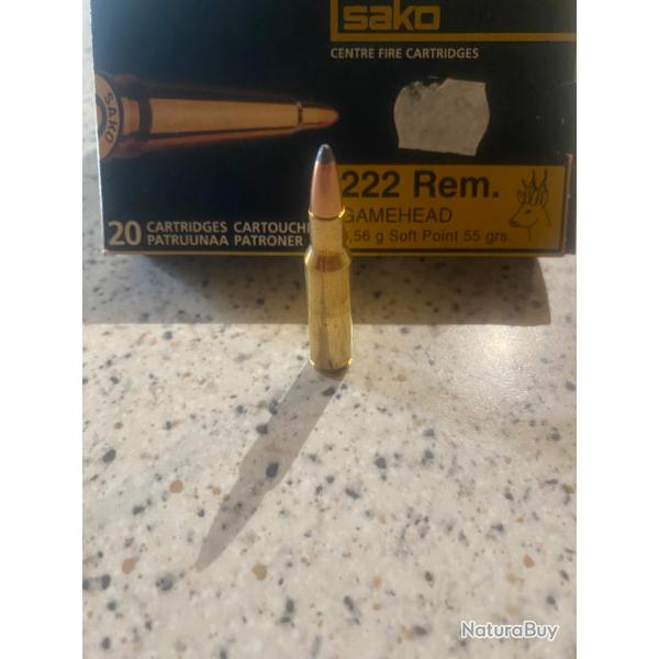CART SAKO 222REM GAMEHEAD  3.56g soft point 55 grains