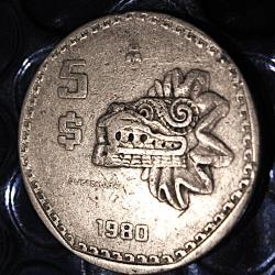 Mexico piece de 5 pesos 1980 (libertad sur tranche)