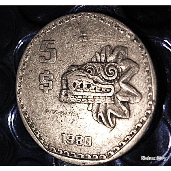 Mexico piece de 5 pesos 1980 (libertad sur tranche)